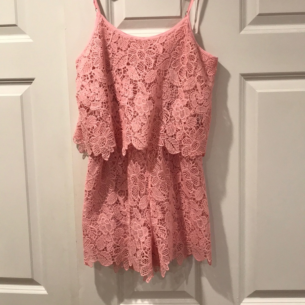 Francesca's Pink Lace Romper